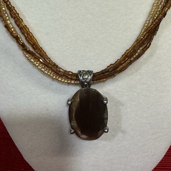 Vintage Premiere Designs Signed Solano Pendant Multi-Strand Glass Seed Bead - Picture 3 of 5